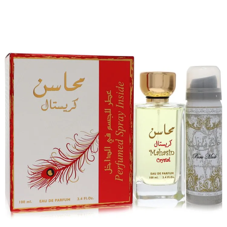 Lattafa Mahasin Crystal Eau De Parfum Spray with 1.7 oz Deodorant Spray By Lattafa